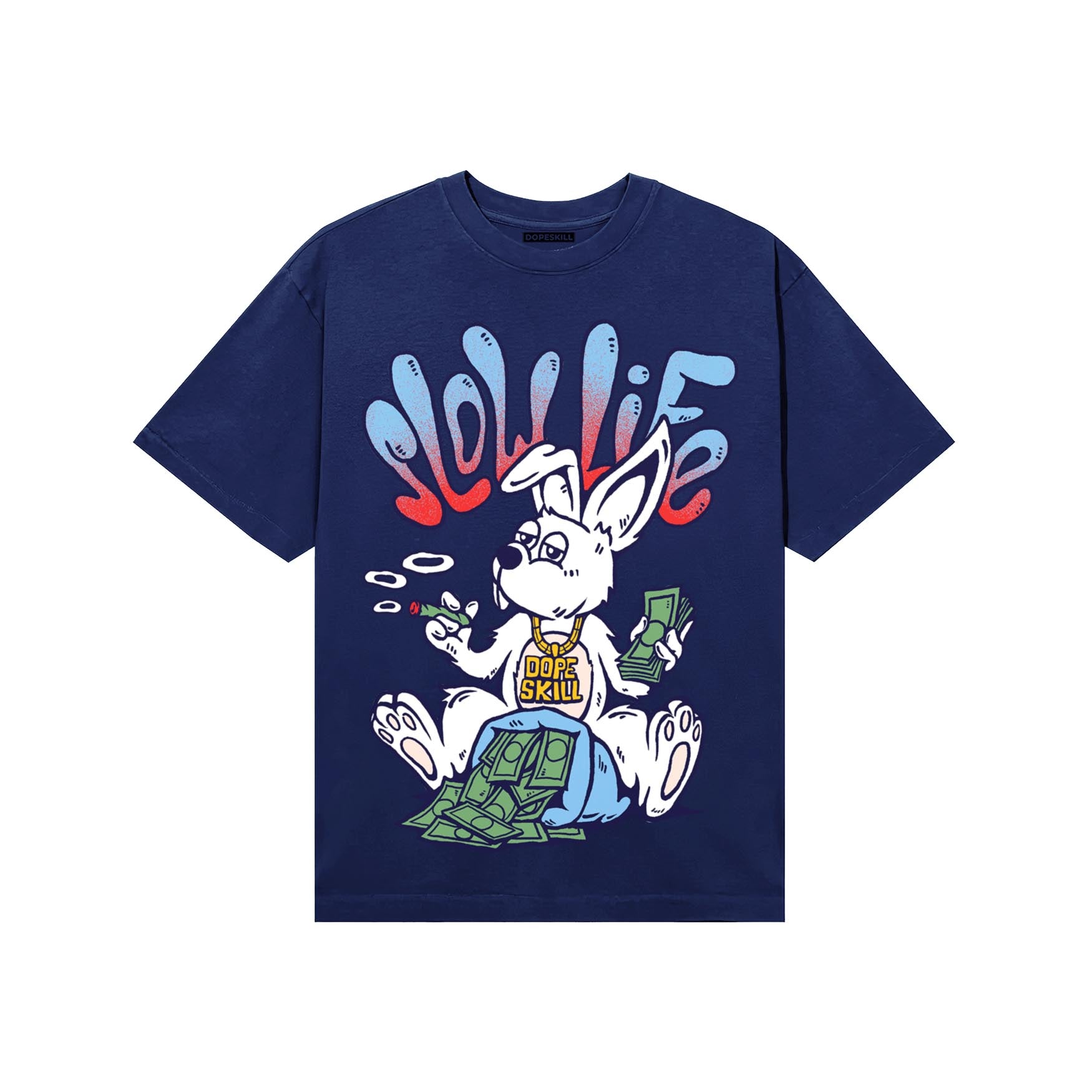 University Blue Sneakers DopeSkill T-Shirt Slow Life Graphic Streetwear - Navy