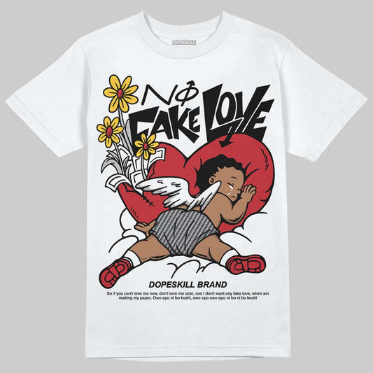 Jordan 14 Retro Ferrari (2025) DopeSkill T-Shirt No Fake Love Graphic Streetwear - White