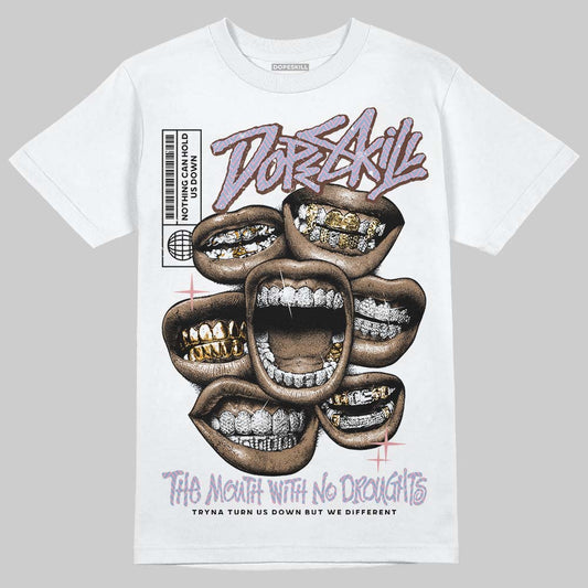 Harris Tweed x Dunk Low Denim Turquoise and Baroque Brown DopeSkill T-Shirt The Mouth With No Droughts Graphic Streetwear - White