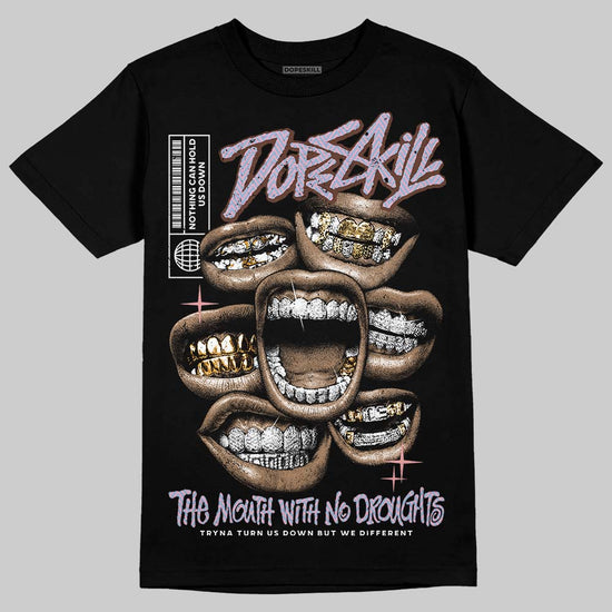 Harris Tweed x Dunk Low Denim Turquoise and Baroque Brown DopeSkill T-Shirt The Mouth With No Droughts Graphic Streetwear - black