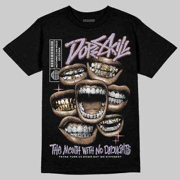 Harris Tweed x Dunk Low Denim Turquoise and Baroque Brown DopeSkill T-Shirt The Mouth With No Droughts Graphic Streetwear - black