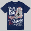 Jordan 12 Retro French Blue (2025) DopeSkill T-Shirt Real Ones Move In Silence Graphic Streetwear - navy