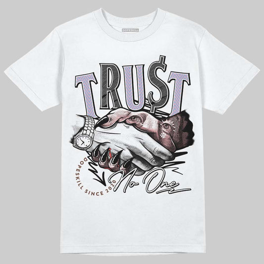 Harris Tweed x Dunk Low Denim Turquoise and Baroque Brown DopeSkill T-Shirt Trust No One Graphic Streetwear - White