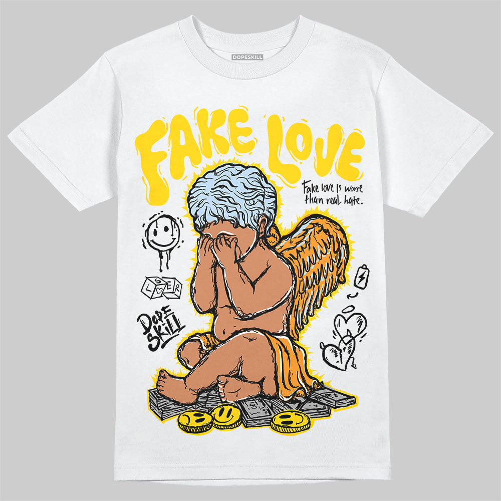 Jordan 6 “Yellow Ochre” DopeSkill T-Shirt False Love Graphic Streetwear - White