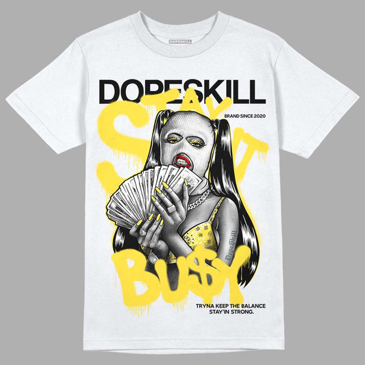 Jordan 11 Low 'Yellow Snakeskin' DopeSkill T-shirt Stay It Busy Graphic Streetwear - White