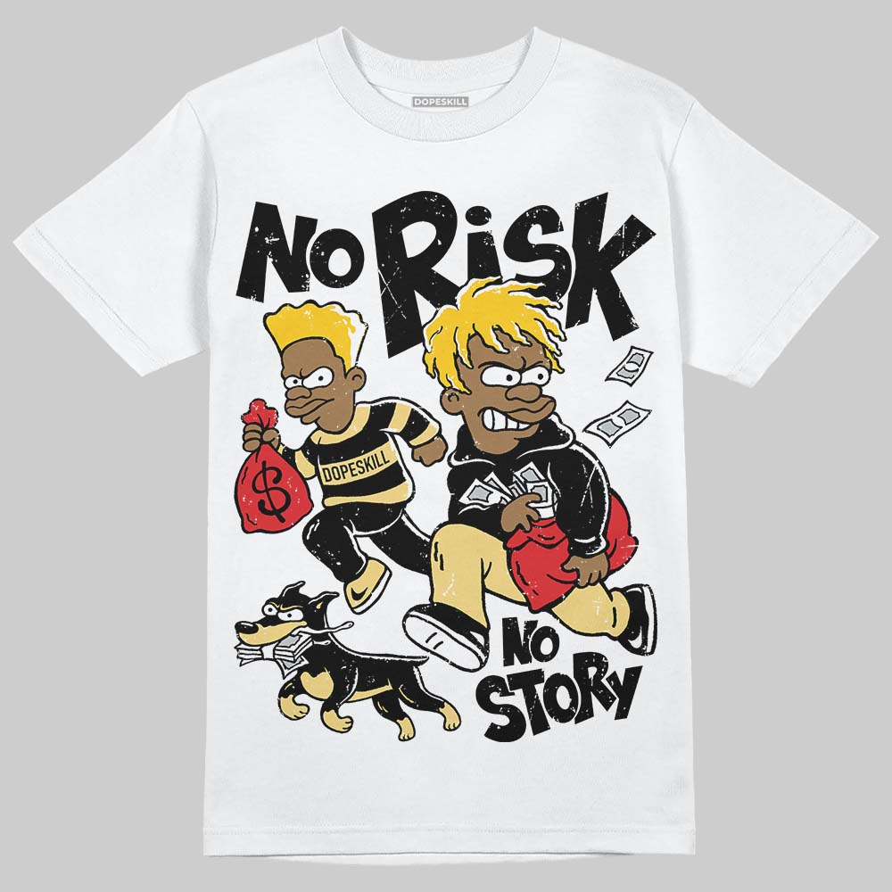Quai 54 x Air Jordan 1 Retro Low OG Tour Yellow Black DopeSkill T-Shirt No Risk No Story Graphic Streetwear - White