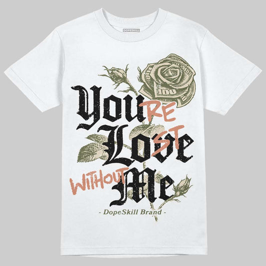 SB Dunk Low Pro x Arts-Rec Skateshop Rust Pink and Rough Green DopeSkill T-Shirt You’re Lost Without Me Graphic Streetwear - White