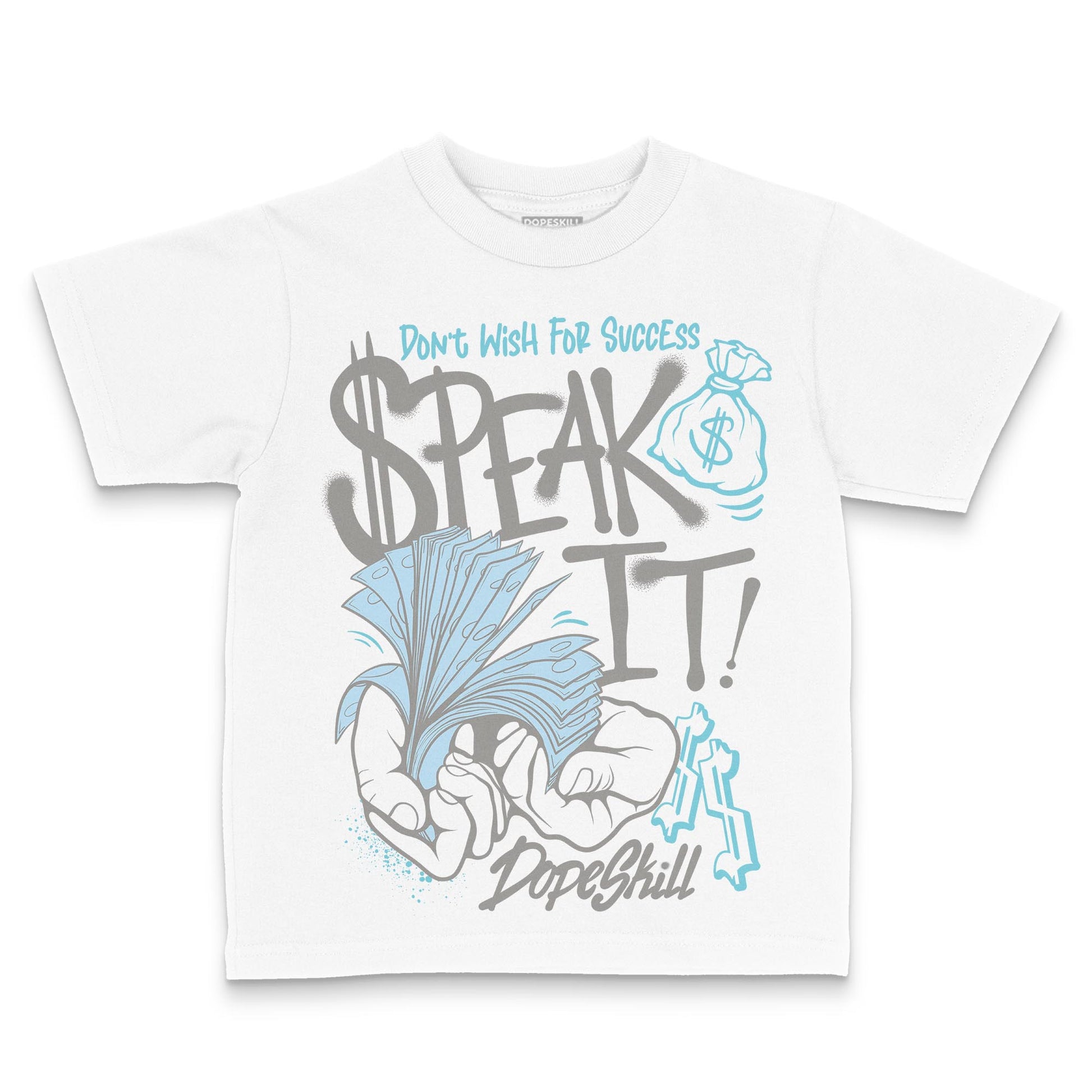 Jordan 4 Retro GS “Blue Chill” DopeSkill Toddler Kids T-shirt Speak It Graphic Streetwear - White