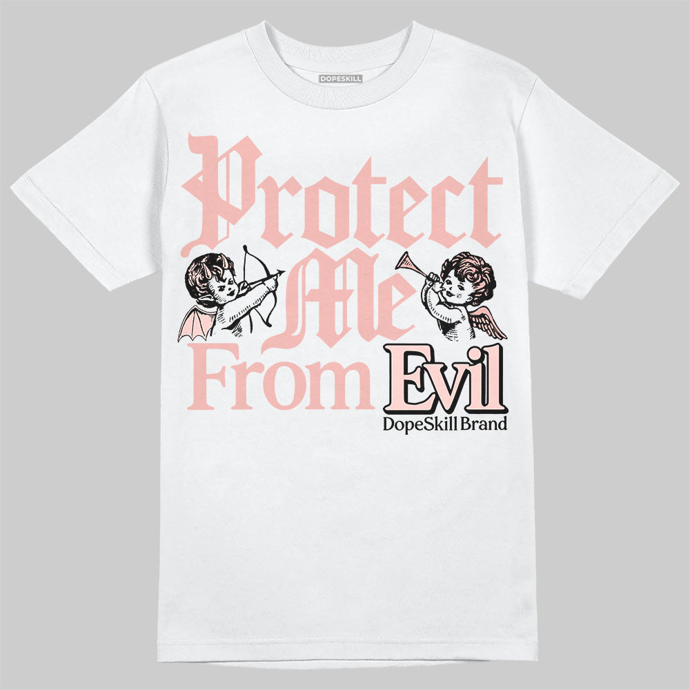Lanvin Leather Curb Glitter Pale Pink DopeSkill T-Shirt Protect Me From Evil Graphic Streetwear - White