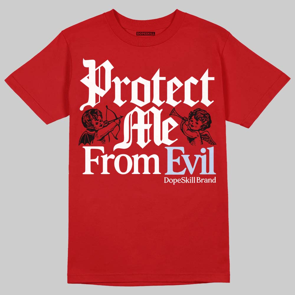 Jordan 5 Retro Fire Red Black Tongue (2025) DopeSkill T-Shirt Protect Me From Evil Graphic Streetwear - Red