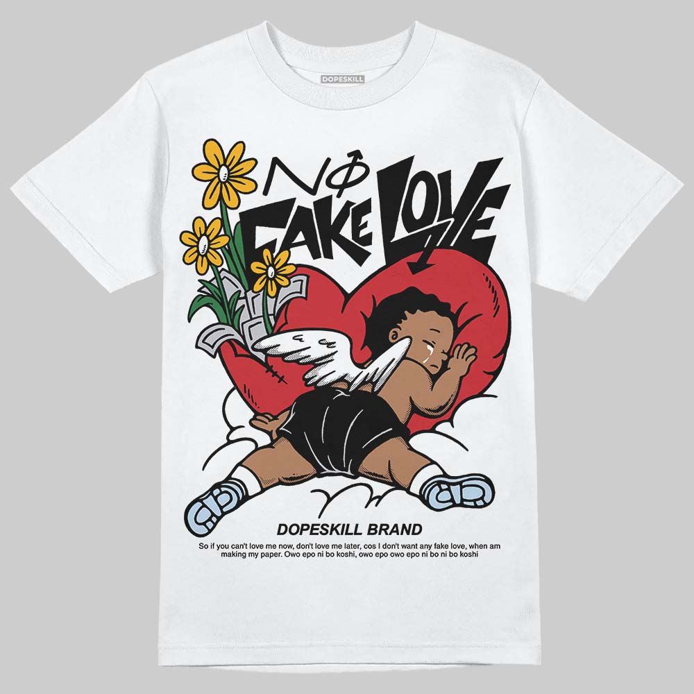 Jordan 5 Retro OG Black Metallic Reimagined DopeSkill T-Shirt No Fake Love Graphic Streetwear - White