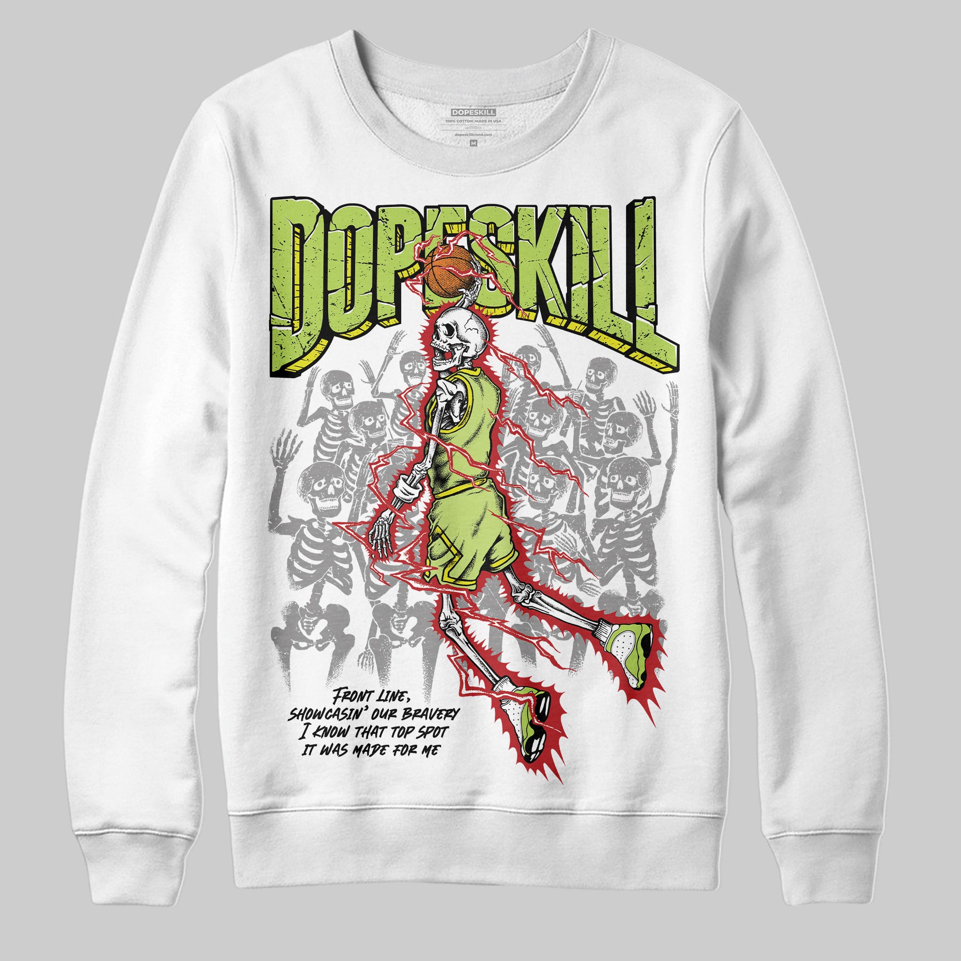 Jordan 13 Retro Bright Cactus DopeSkill Sweatshirt The Mouth With No Droughts Graphic Streetwear - White