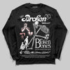 Harris Tweed x Wmns Dunk Low 'Black Phantom' DopeSkill Long Sleeve T-Shirt Broken Bones Graphic Streetwear - Black