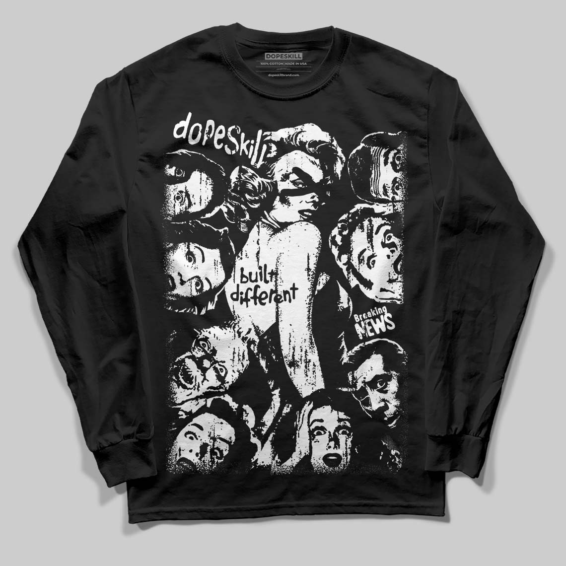 Dunk Low Panda White Black DopeSkill Long Sleeve T-Shirt Built Different Graphic Streetwear - Black