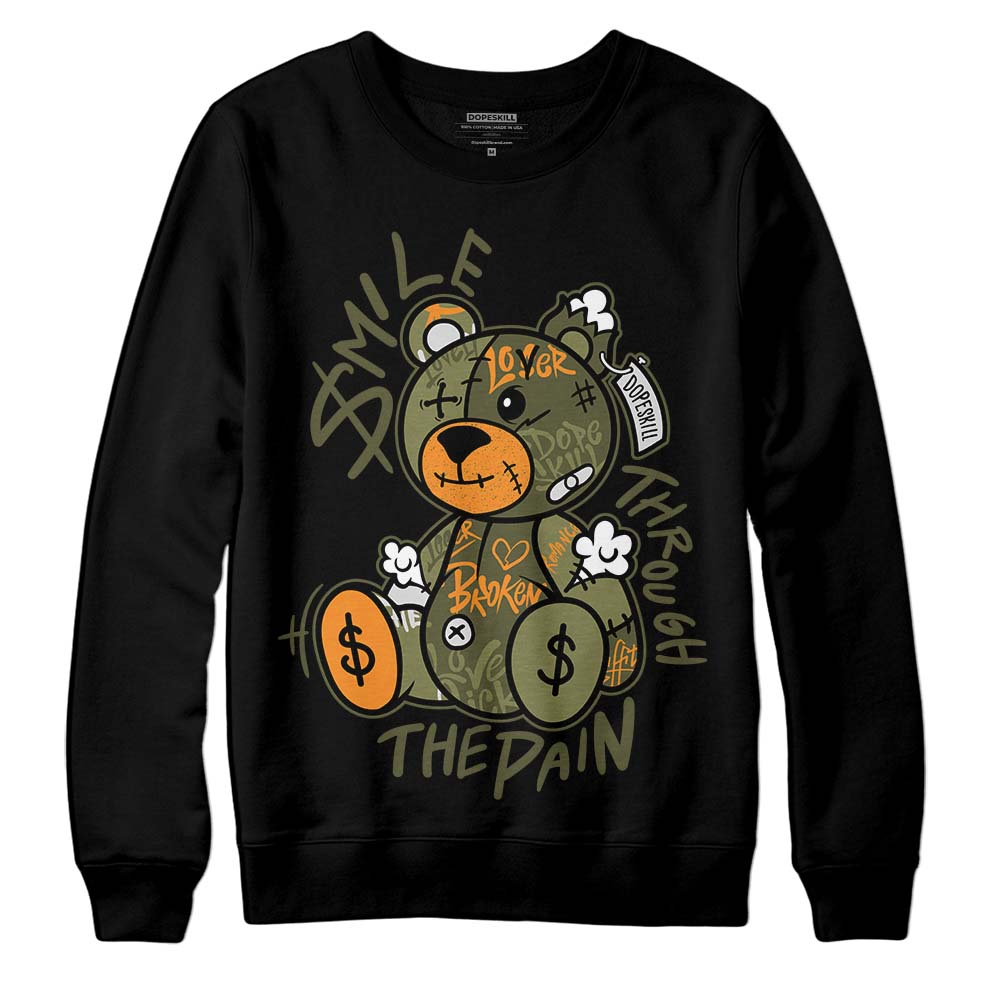 Jordan 5 “Olive” DopeSkill Sweatshirt Smile Through The Pain Graphic Streetwear - Black