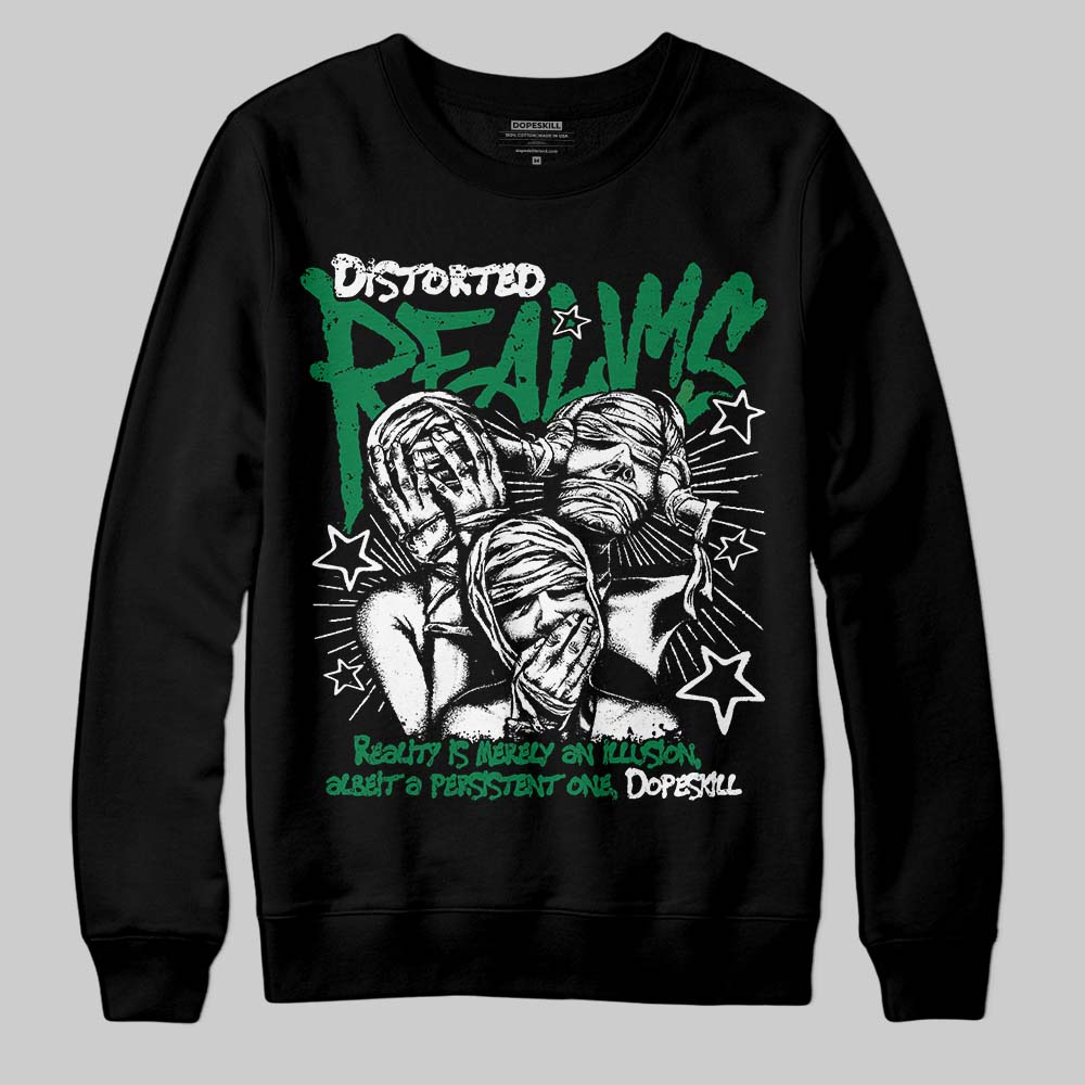 Green Sneakers DopeSkill Sweatshirt Distorted Realms Graphic Streetwear - Black