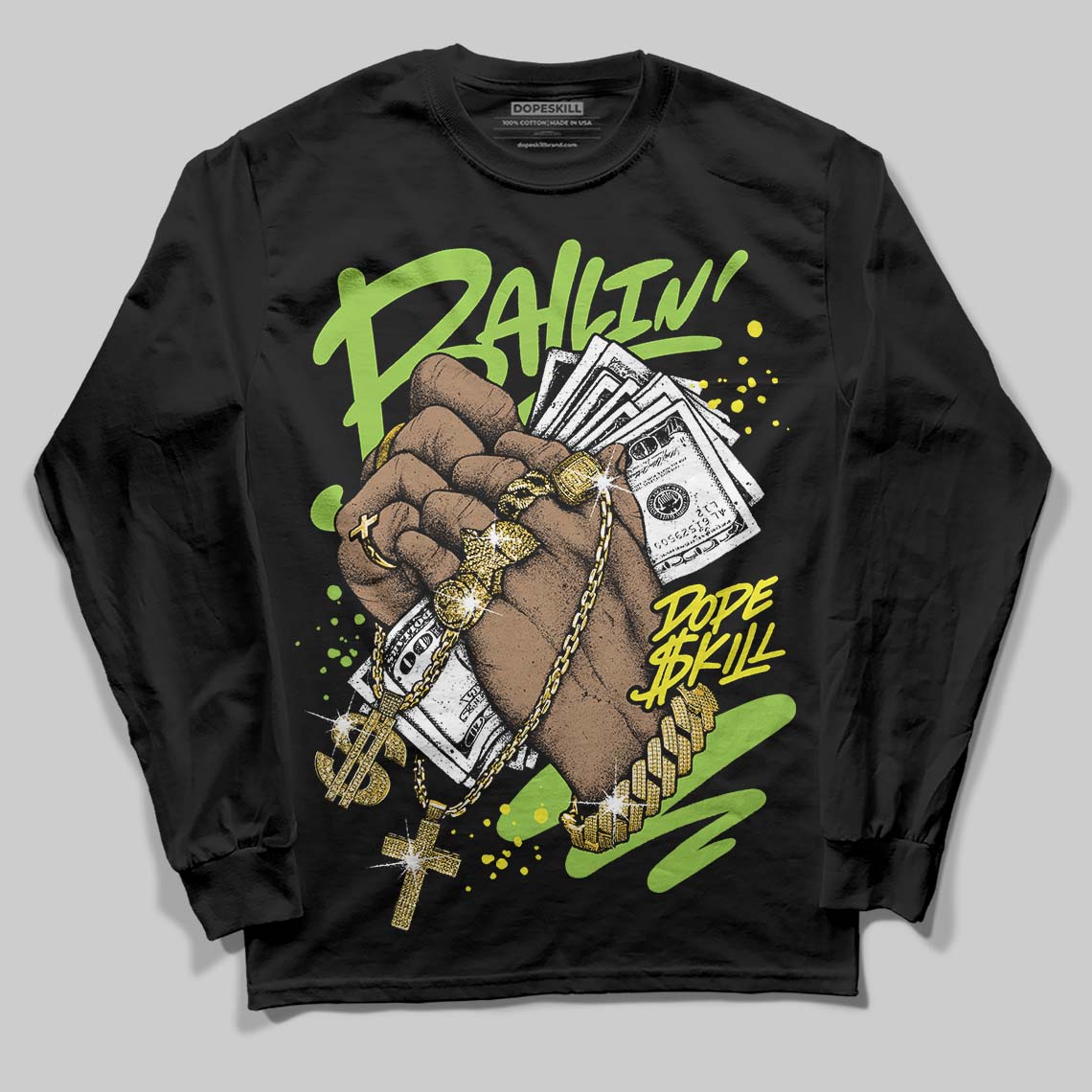 Neon Green Sneakers DopeSkill Long Sleeve T-Shirt Always Ballin' Graphic Streetwear - black