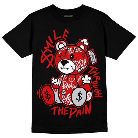 Jordan 4 Retro Red Cement DopeSkill T-Shirt Smile Through The Pain Graphic Streetwear - Black