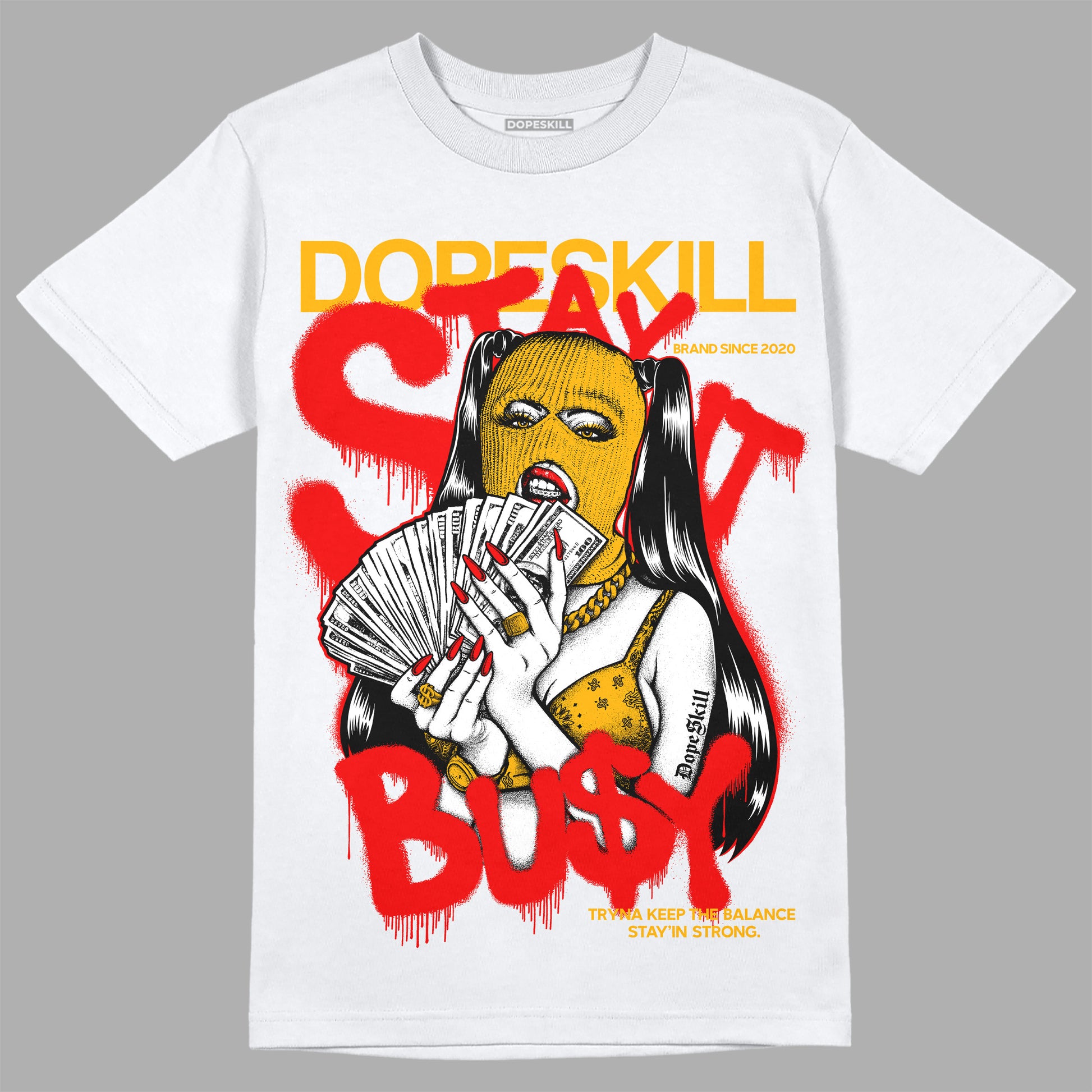 Red Sneakers DopeSkill T-Shirt Stay It Busy Graphic Streetwear - White