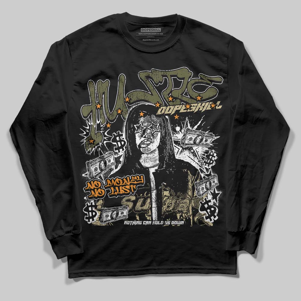 Olive Sneakers DopeSkill Long Sleeve T-Shirt No Money No Lust Graphic Streetwear - Black