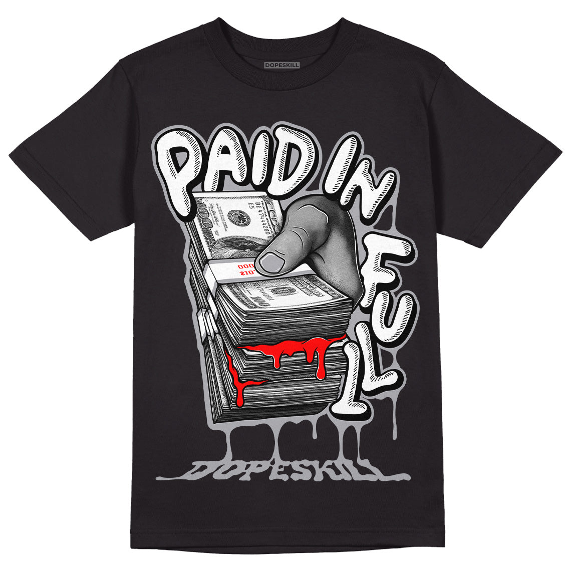 Jordan 9 Retro Fire Red DopeSkill T-Shirt Paid In Full Graphic Streetwerar - Black