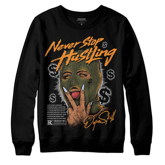 Jordan 5 "Olive" DopeSkill Sweatshirt Never Stop Hustling Graphic Streetwear - Black