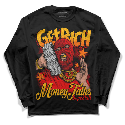 Red Sneakers DopeSkill Long Sleeve T-Shirt Get Rich Graphic Streetwear - Black