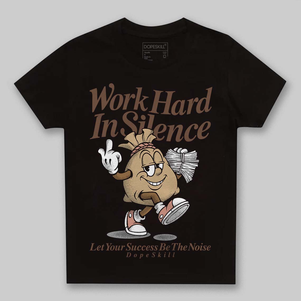 TAN Sneakers DopeSkill Toddler Kids T-shirt Work Hard In Silence Graphic Streetwear - Black