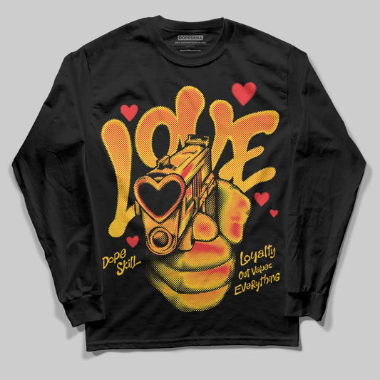 Yellow Sneakers DopeSkill Long Sleeve T-Shirt Love Shot Graphic Streetwear - Black