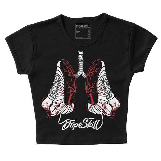 Jordan 12 “Red Taxi” DopeSkill Women's Crop Top Breathe Graphic Streetwear - Black