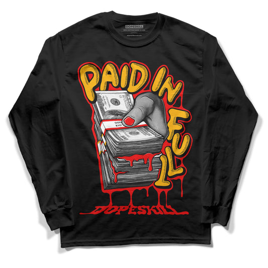 Red Sneakers DopeSkill Long Sleeve T-Shirt Paid In Full Graphic Streetwear - Black