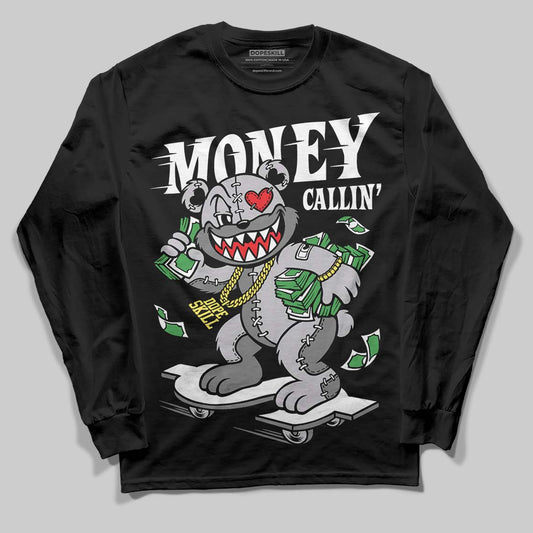 Grey Sneakers DopeSkill Long Sleeve T-Shirt Money Callin' Graphic Streetwear - Black