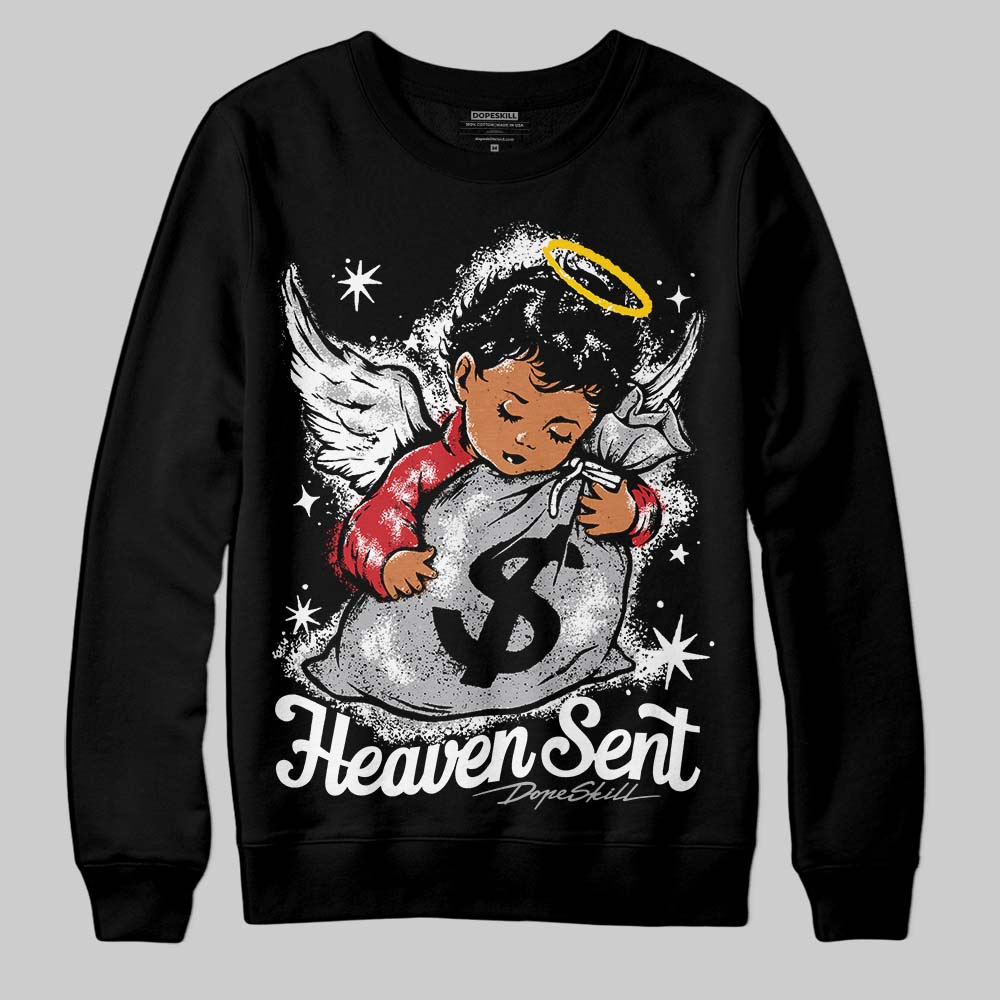 Jordan 4 OG “White Cement” DopeSkill Sweatshirt Heaven Sent Graphic Streetwear - Black