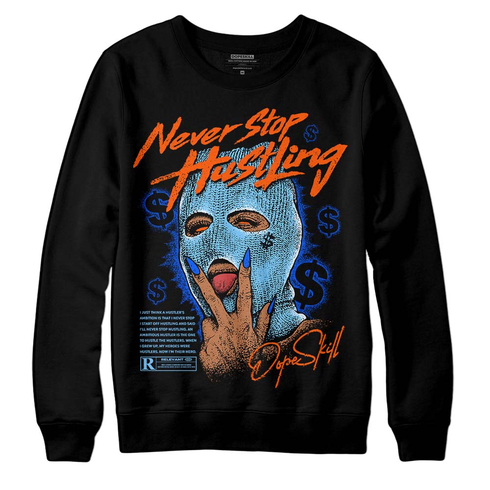Dunk Low Futura University Blue DopeSkill Sweatshirt Never Stop Hustling Graphic Streetwear - Black