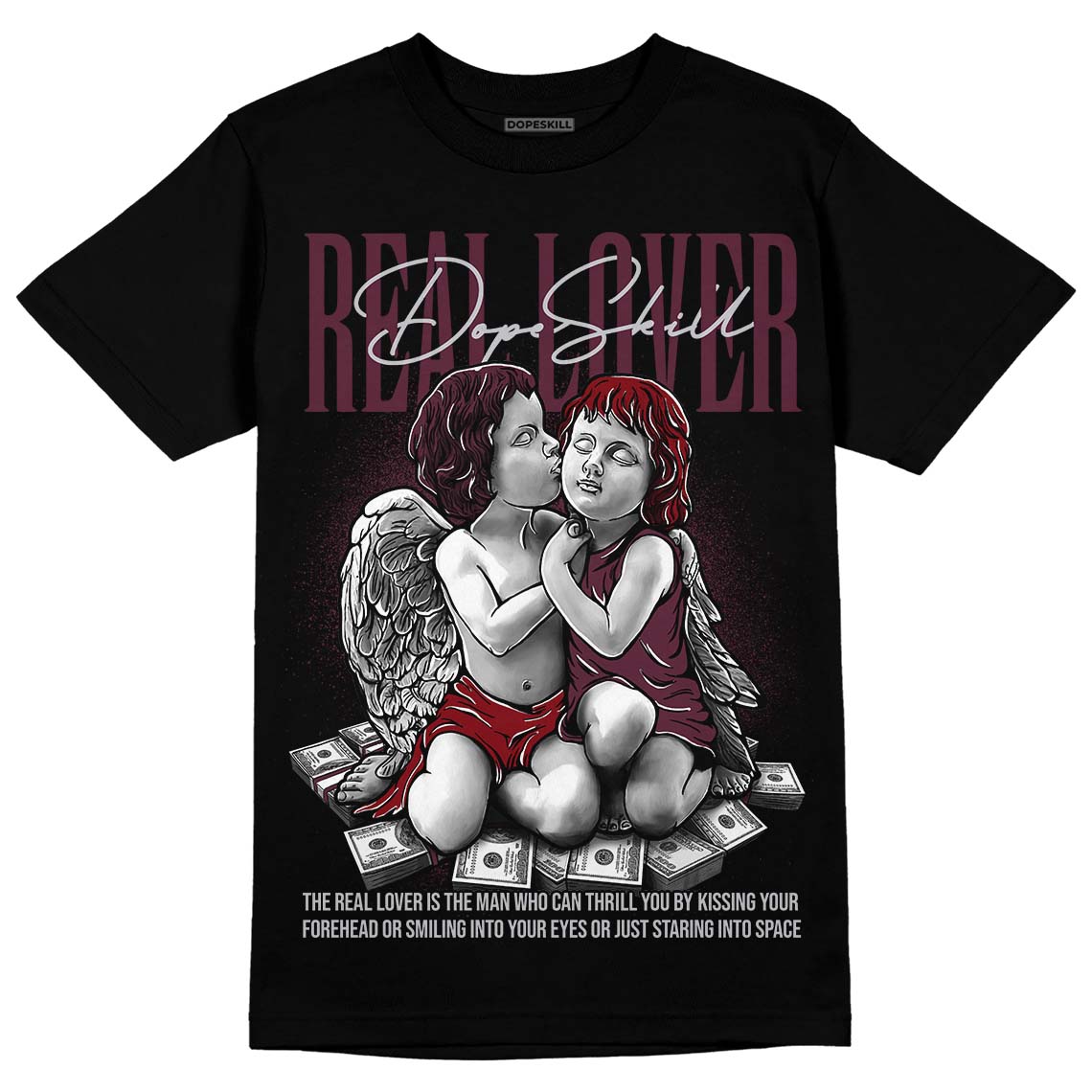 Jordan 5 Retro Burgundy (2023) DopeSkill T-Shirt Real Lover Graphic Streetwear - Black