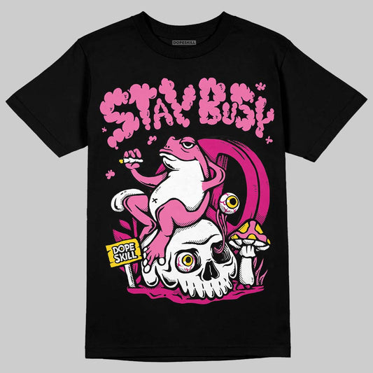 Rick Owens Pink Leather Low Sneakers DopeSkill T-Shirt Stay Busy Graphic Streetwear - Black