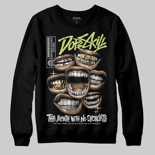 Jordan 5 “Luminous Green” DopeSkill Sweatshirt The Mouth With No Droughts Graphic Streetwear - Black