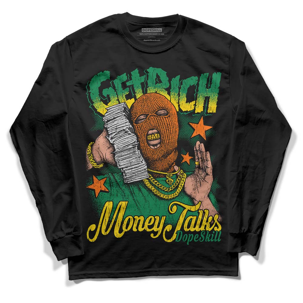 Green Sneakers DopeSkill Long Sleeve T-Shirt Get Rich Graphic Streetwear - Black