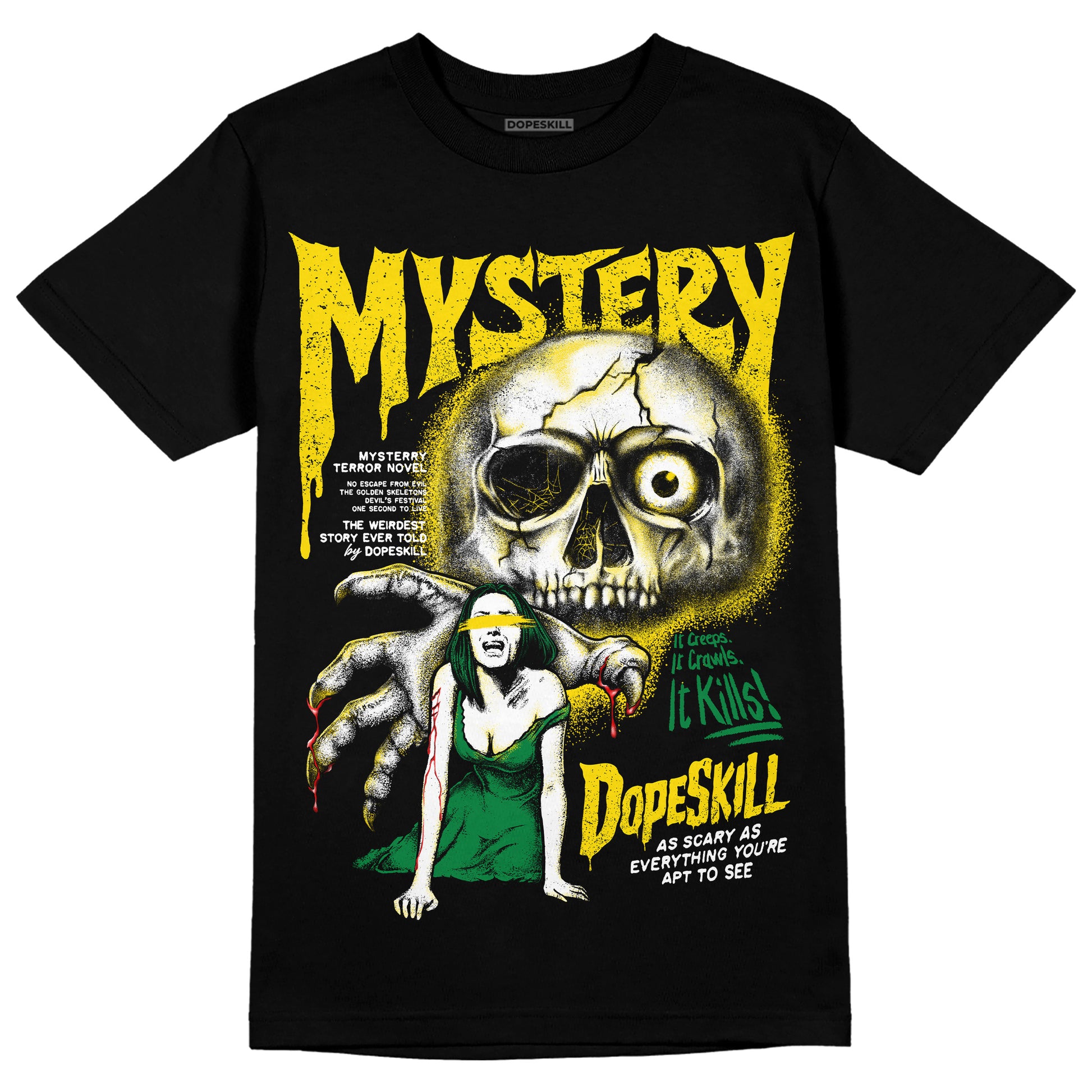 Dunk Reverse Brazil DopeSkill T-Shirt Mystery Ghostly Grasp Graphic Streetwear - Black