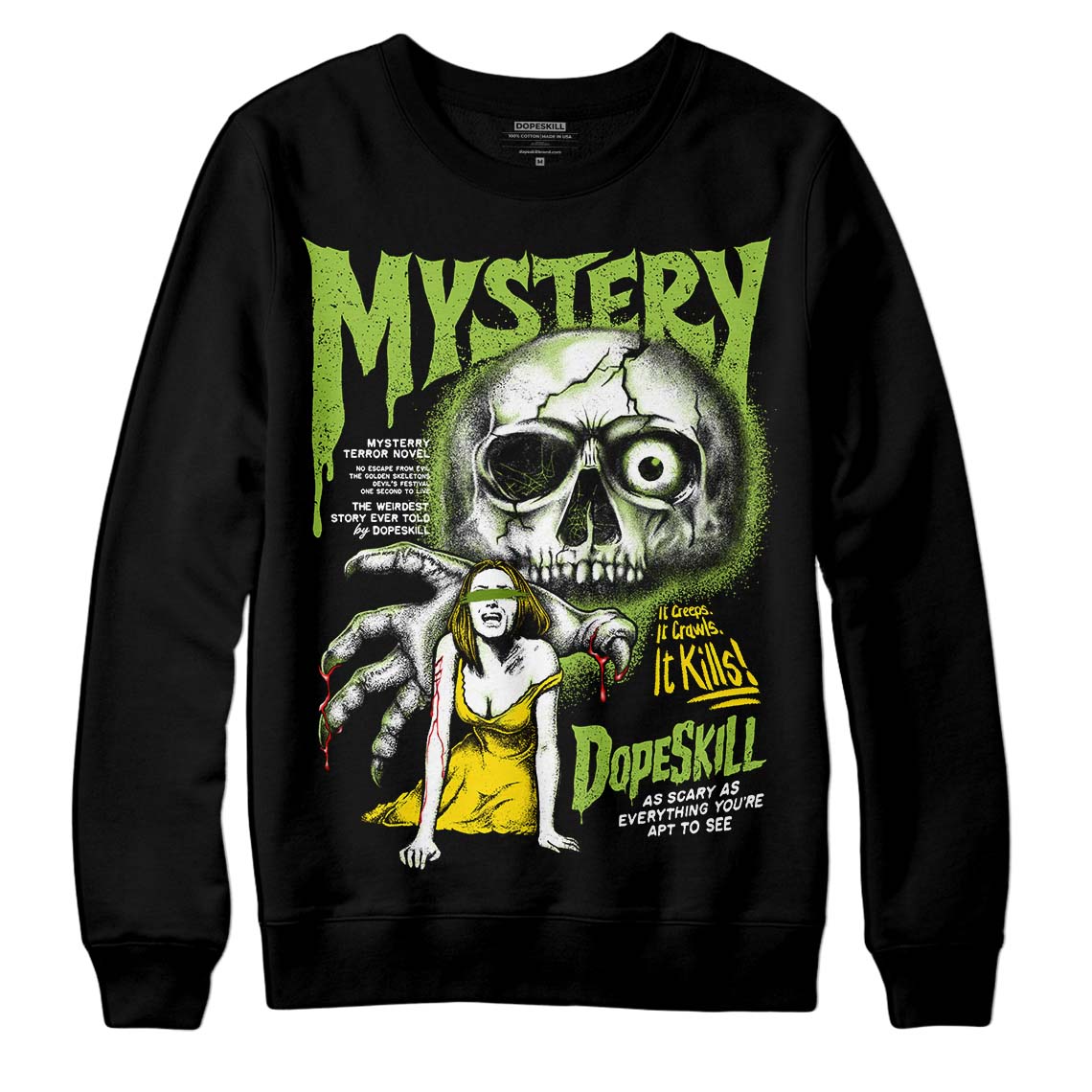 Dunk 'Chlorophyll' DopeSkill Sweatshirt Mystery Ghostly Grasp Graphic Streetwear - Black