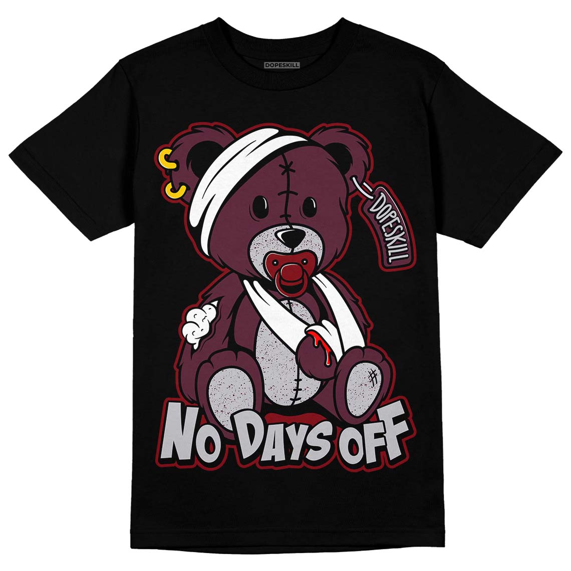 Jordan 5 Retro Burgundy (2023) DopeSkill T-Shirt Hurt Bear Graphic Streetwear - Black