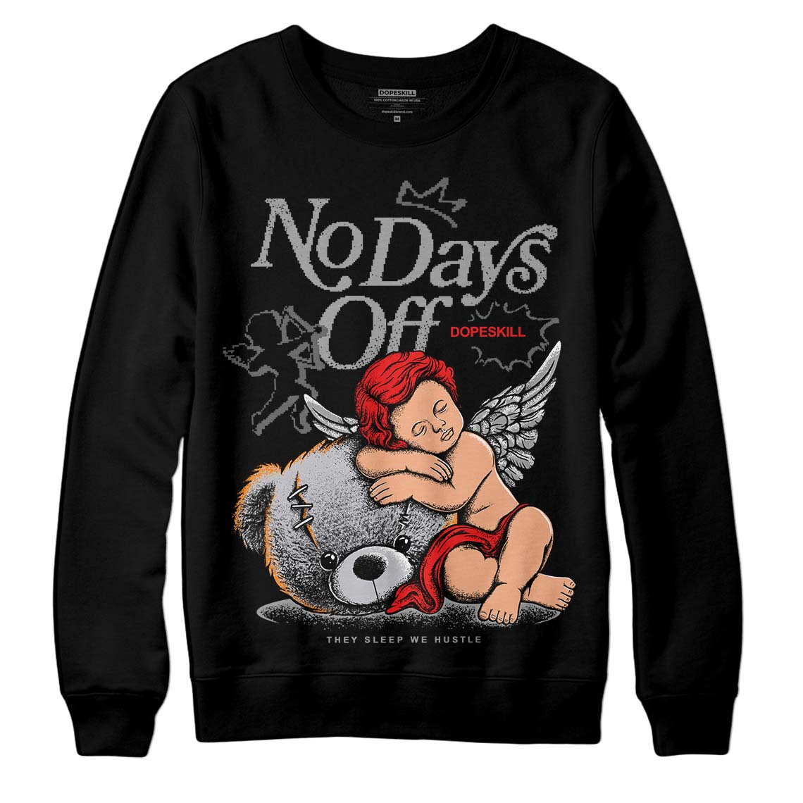 Grey Sneakers DopeSkill Sweatshirt New No Days Off Graphic Streetwear - Black