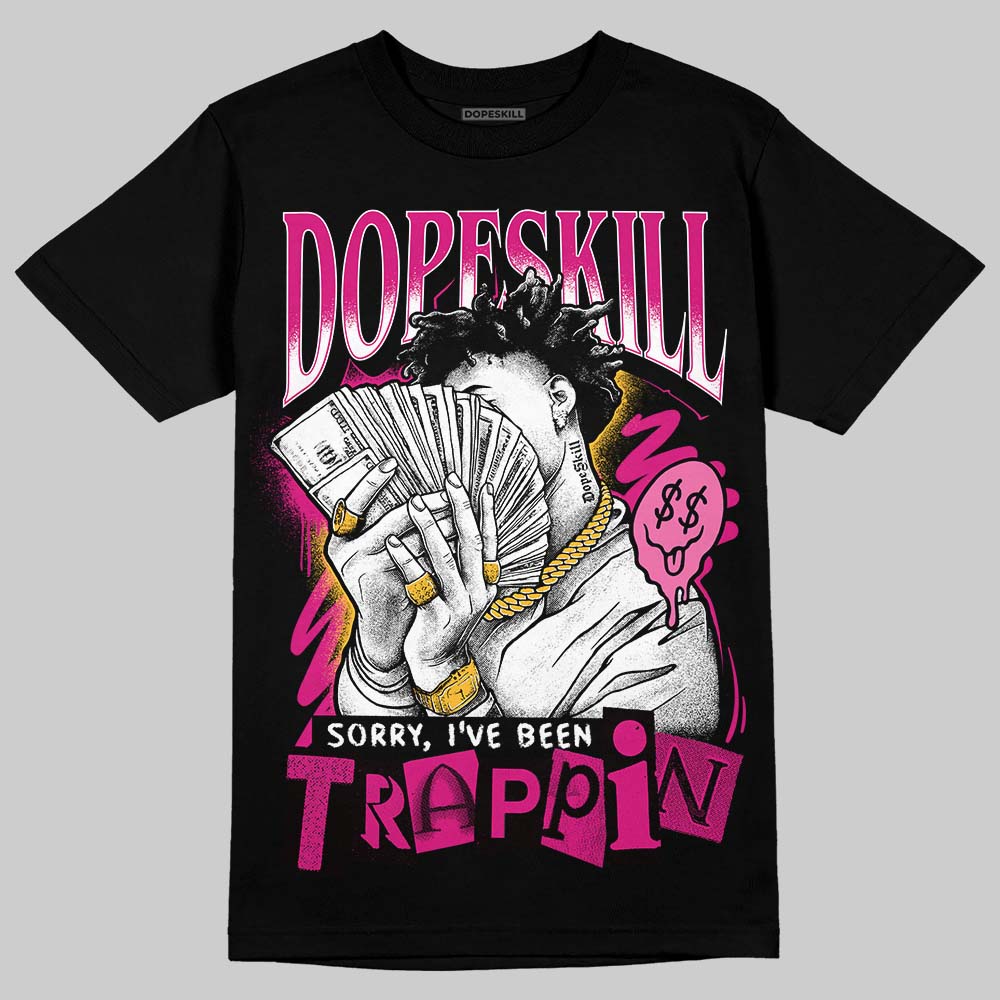 Rick Owens Pink Leather Low Sneakers DopeSkill T-Shirt Sorry I've Been Trappin Graphic Streetwear - Black