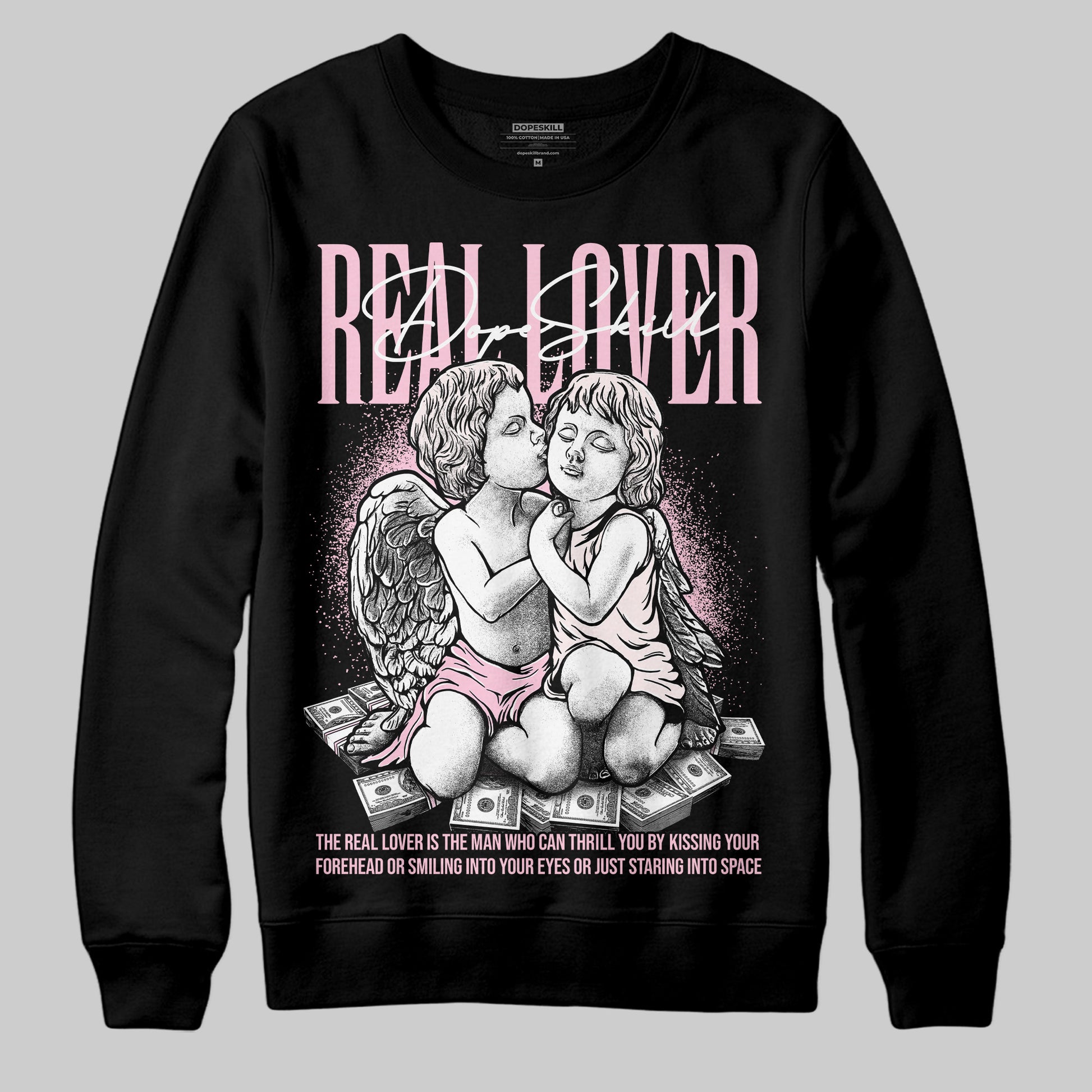 Dunk Low LX Pink Foam DopeSkill Sweatshirt Real Lover Graphic Streetwear - Black