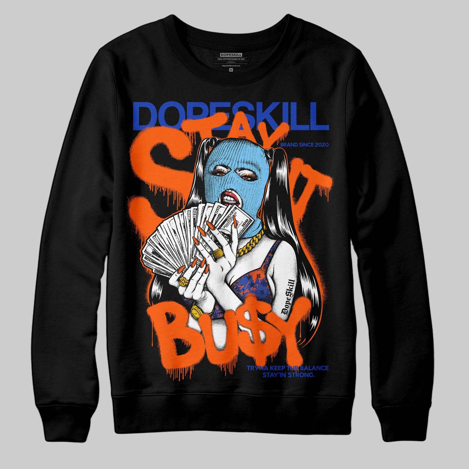 Dunk Low Futura Orange Blaze DopeSkill Sweatshirt Stay It Busy Graphic Streetwear - Black