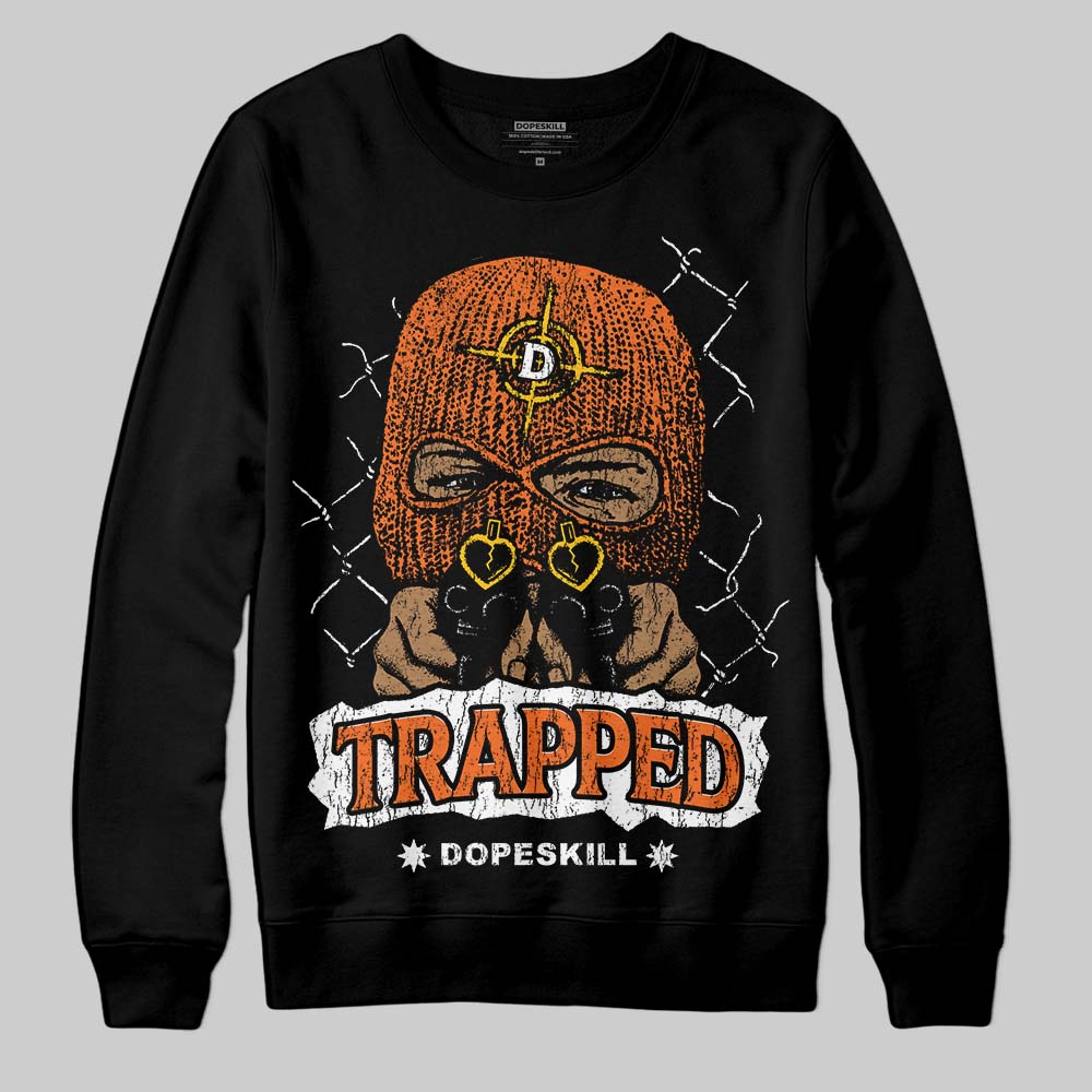 Orange, Black and White Sneakers DopeSkill Sweatshirt New Trapped Graphic Streetwear - Black
