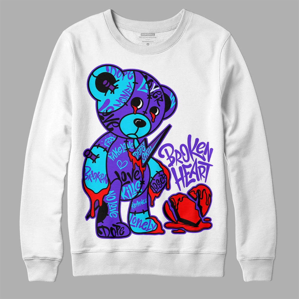 Jordan 6 "Aqua" DopeSkill Sweatshirt Broken Heart Graphic Streetwear - White