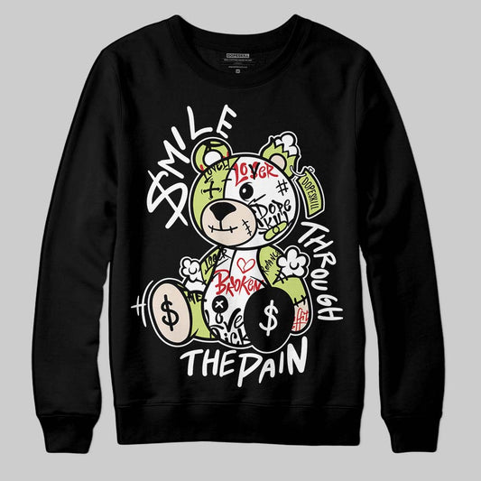 Jordan 5 “Luminous Green” DopeSkill Sweatshirt Smile Through The Pain Graphic Streetwear - Black