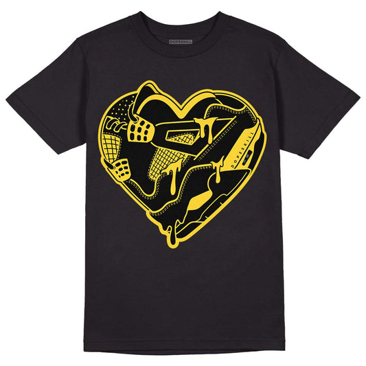 Jordan 4 Tour Yellow Thunder DopeSkill T-Shirt Heart Jordan 4 Graphic Streetwear - Black