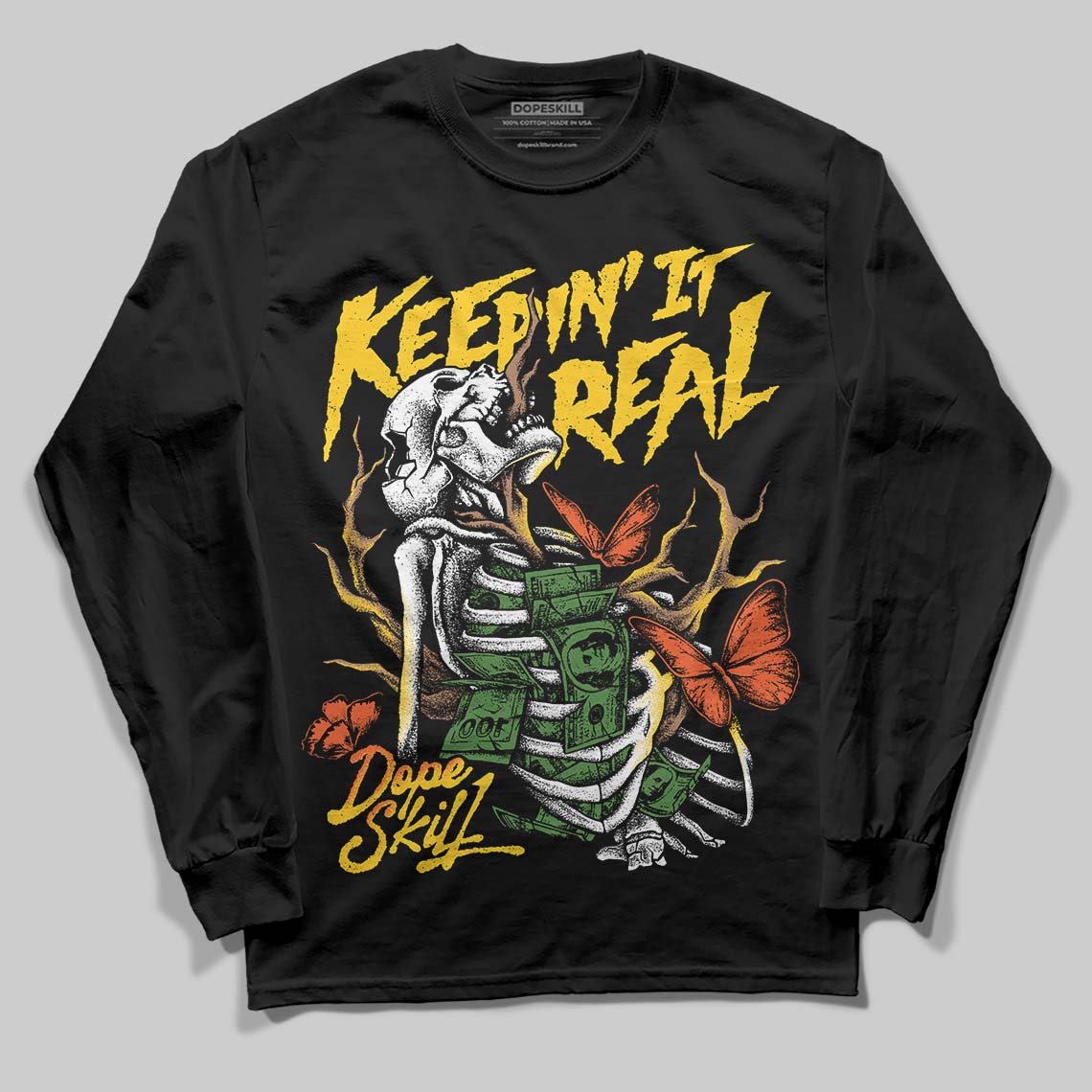 Yellow Sneakers DopeSkill Long Sleeve T-Shirt Keepin' It Real Graphic Streetwear - Black